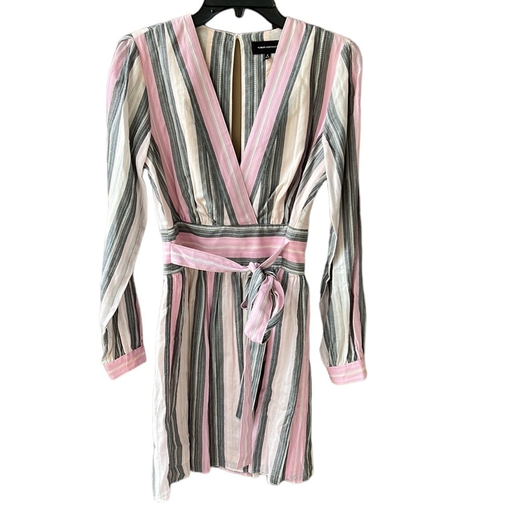 Robert Rodriguez Organic Cotton Nova Stripe Long Sleeve Fit & Flare Mini Dress 4 - Picture 2 of 12